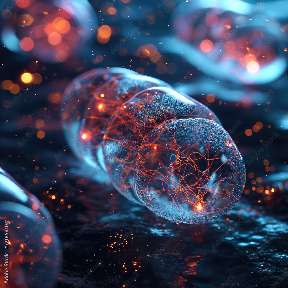 Cellular wonder : mitochondria, the dynamic organelles shaping energy production and vital cell functions within the microscopic landscape of life. - obrazy, fototapety, plakaty 