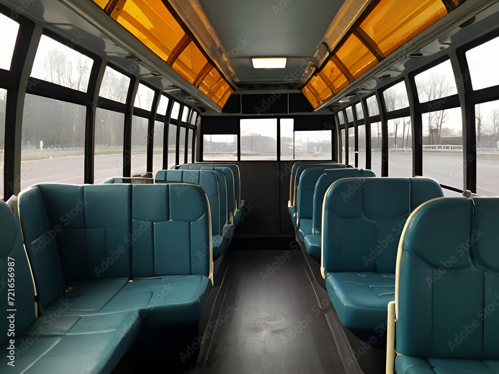 Interior of the retro passenger bus Interior of the retro passenger bus