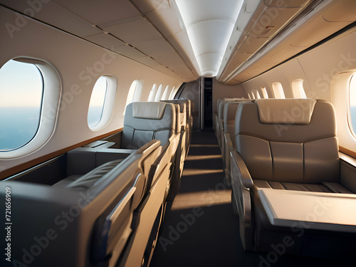 Interior of the passenger airplane © gmstockstudio