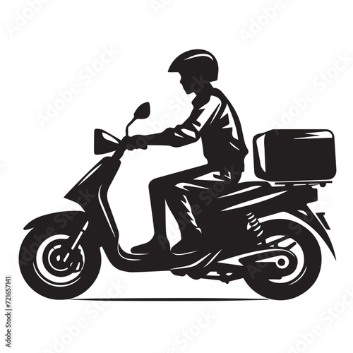 Food delivery in cartoon, doodle style. Image for t shirt. Isolated 2d vector illustration in logo, icon, sketch style, Eps 10. AI Generative