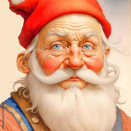 Portert is a close-up of Santa Claus, the father of Christmas. Universal Christmas design in the style of a hand-drawn character.