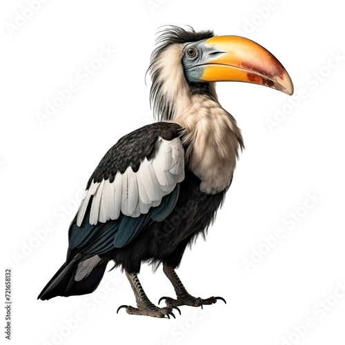 Font view of a hornbill bird full body isolated on white, transparent background © The Stock Guy