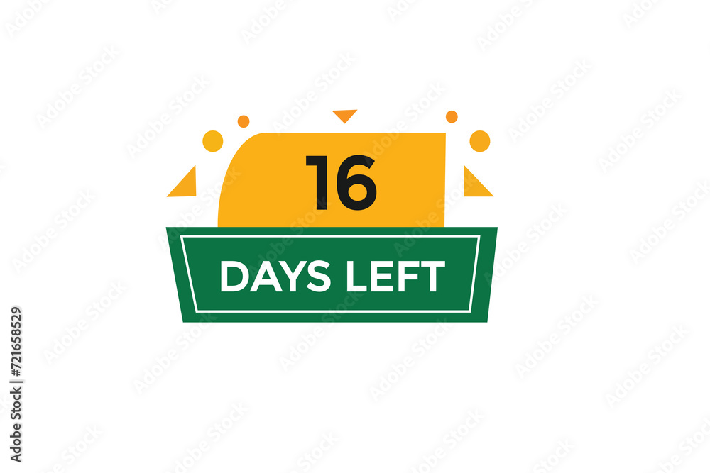 16 days left countdown to go one time, background template,16 days left, countdown sticker left banner business,sale, label button, 16 days left countdown to go one time, background template,16 days left, countdown sticker left banner business,sale, label button,