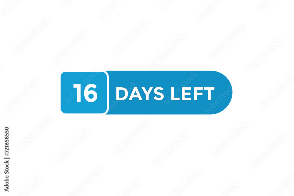 16 days left countdown to go one time, background template,16 days left, countdown sticker left banner business,sale, label button, 16 days left countdown to go one time, background template,16 days left, countdown sticker left banner business,sale, label button,