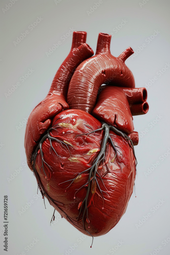 Realistic 3D Heart Model with Valves and Arteries, Generative AI