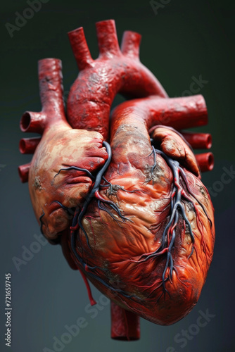 Realistic 3D Heart Model with Valves and Arteries, Generative AI