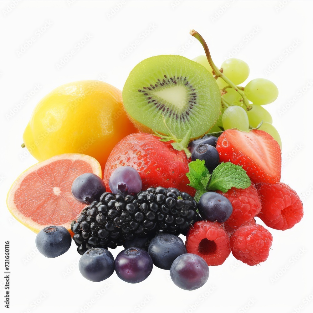 Studio Photography of a Collection of Fruit on a White Background for Cutout Designs, Fruit Marketing Photo