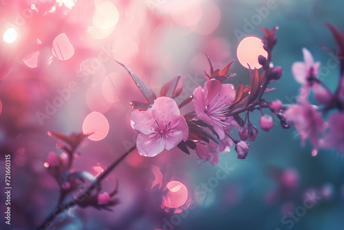 Ethereal Pink Blossoms with Sparkling Bokeh Background