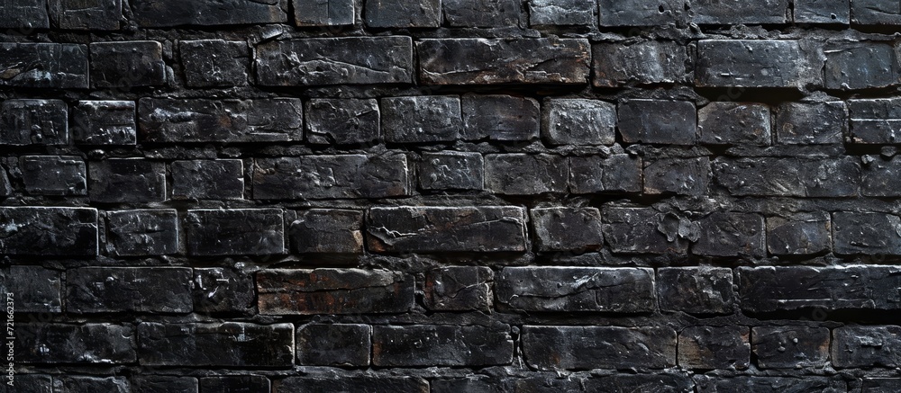 Dramatic Dark Bricks: A Blackened, Weathered Wall with Texture as a Captivating Background