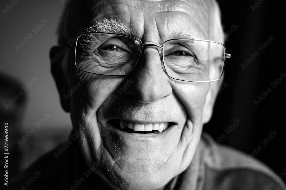 Close-up of a Joyful Elderly Man with Glasses Close-up of a Joyful Elderly Man with Glasses
