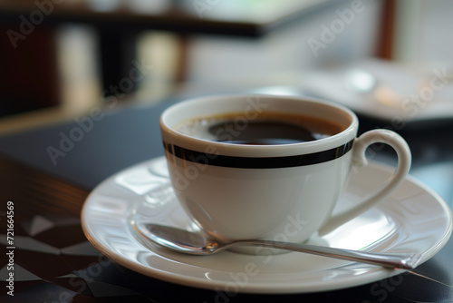 Coffee in a cup. Hot brewed java. Steaming coffee mug. Espresso in a ceramic cup. Morning caffeine. Coffee break. Café beverage. Mug of freshly brewed coffee. Rich aromatic drink. Warm coffee close-up