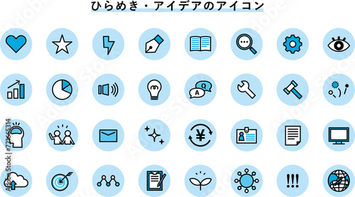 アイデア　ひらめき　イラストセット　アイコン　かわいい　吹き出し　ハート　星　飾り　素材　会議