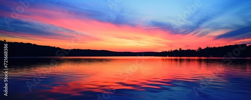 view of the lake at sunset