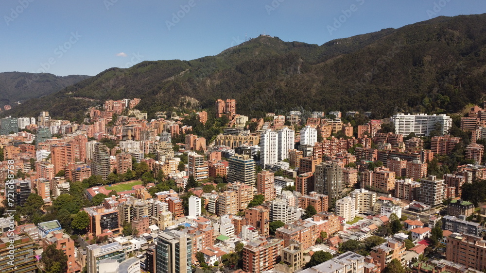 aerial view of parks and streets of the city of Bogota