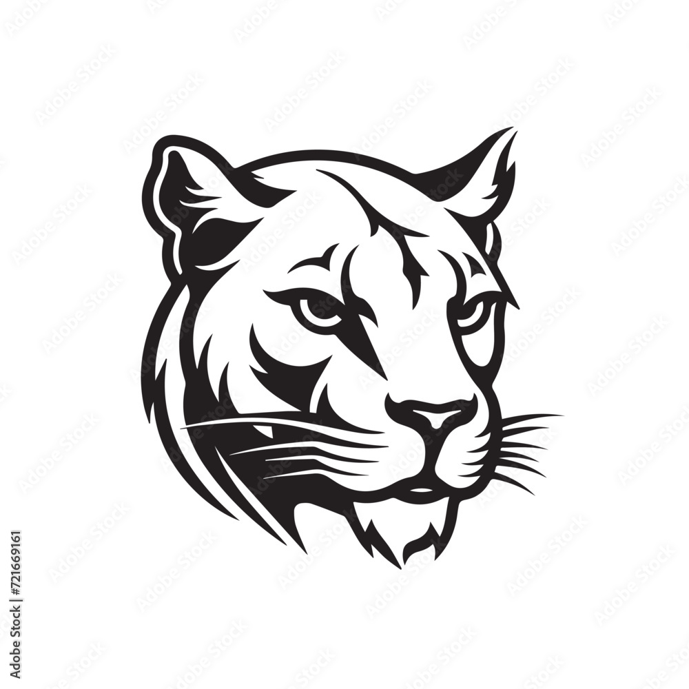 Simple Tattoo of a Puma, 2D Flat Vector Style.