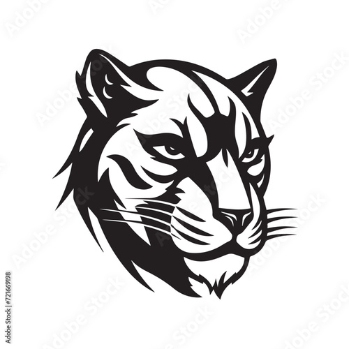Simple Tattoo of a Puma  2D Flat Vector Style.
