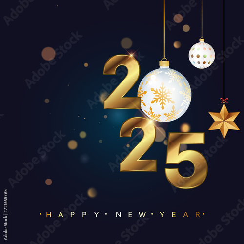 Happy new year 2025 background. 2025 logo text design. Design template celebration poster, banner, web site or greeting card for Happy New Year. Christmas decoration 2025 number