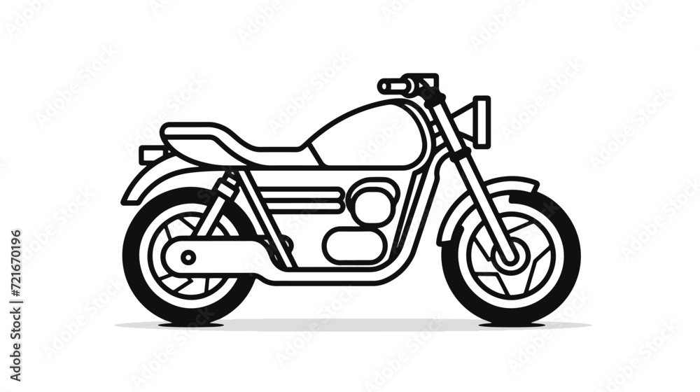 Line Icon Motorcycle for Web, White Background.