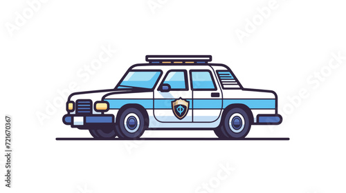 Line Icon Police Car for Web, White Background. © iclute