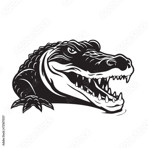 Simple Logo of a Caiman  2D Flat Vector Style.