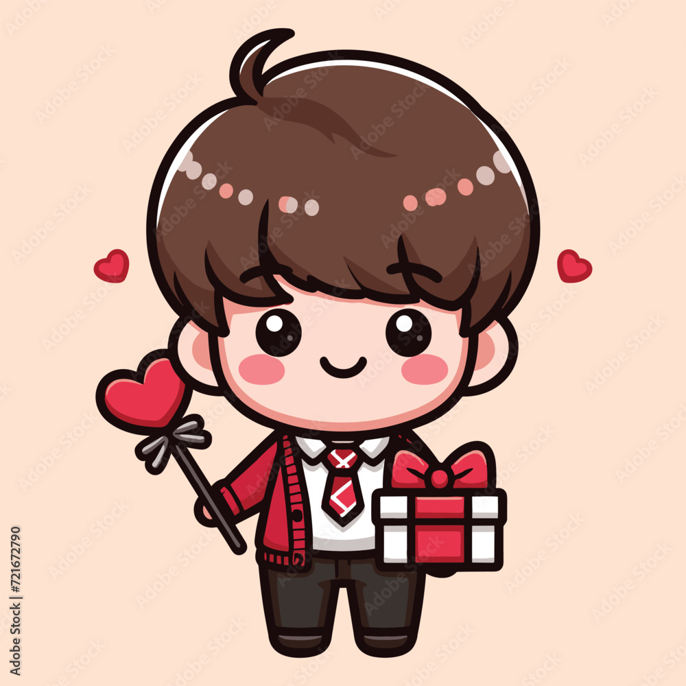 Free high quality design boy celebrate valentine day with holding love Free high quality design boy celebrate valentine day with holding love