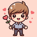 Free high quality design boy celebrate valentine day with holding love 