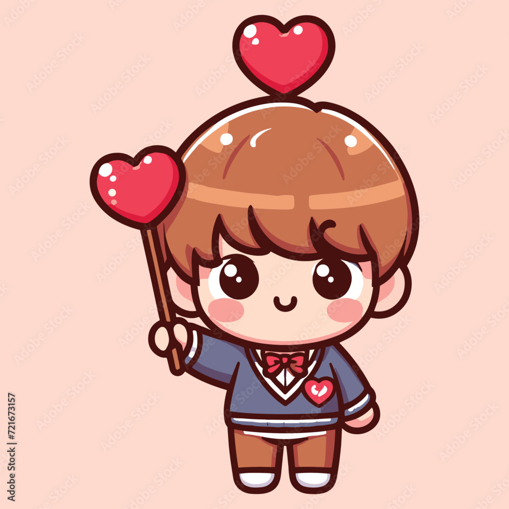 Free high quality design boy celebrate valentine day with holding love Free high quality design boy celebrate valentine day with holding love