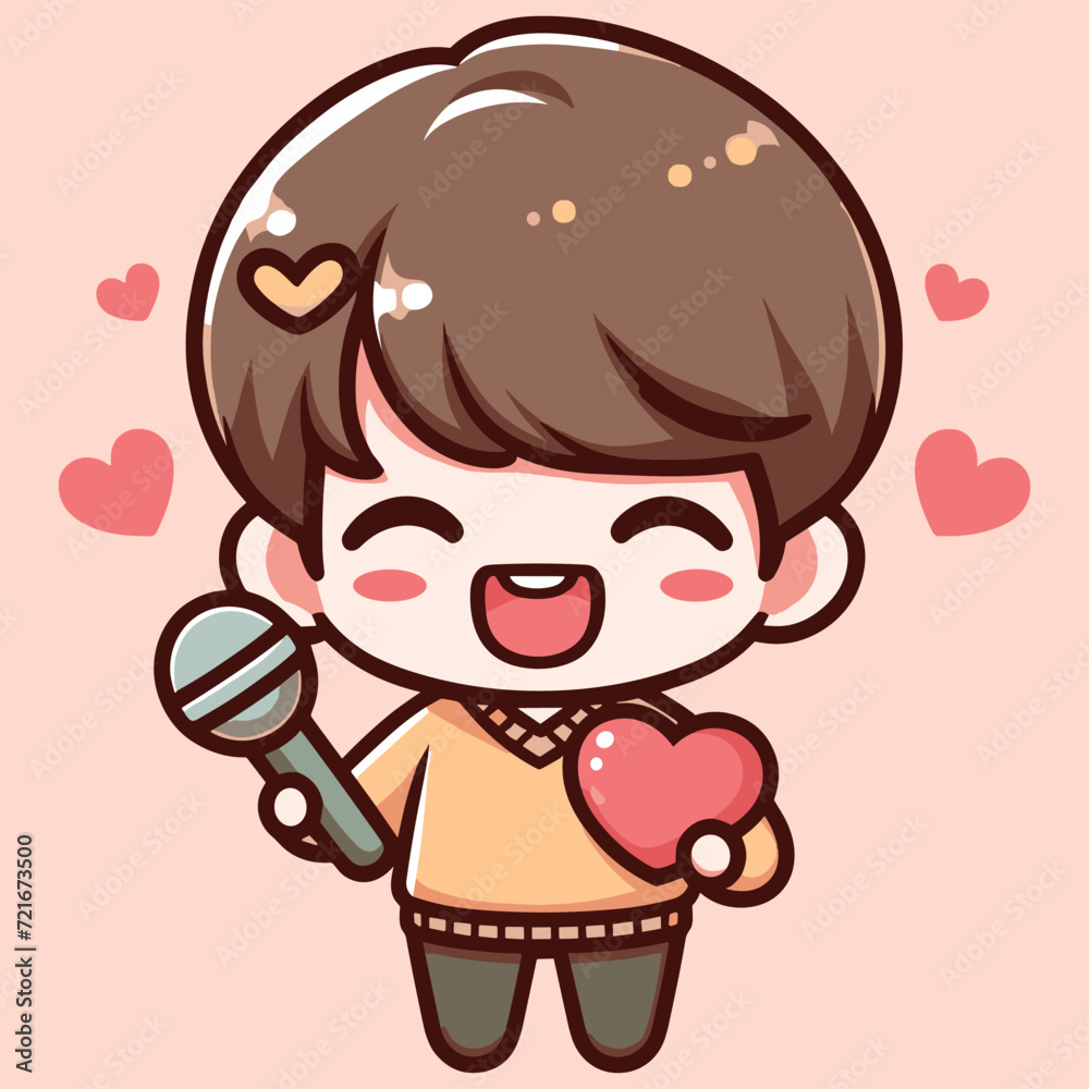 Free high quality design boy celebrate valentine day with holding love 