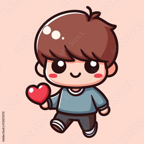 Free high quality design boy celebrate valentine day with holding love 