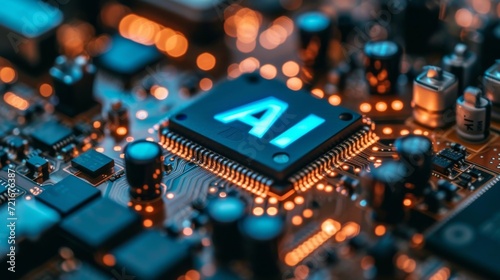 A chip with the letters AI on it, indicating artificial intelligence technology. 