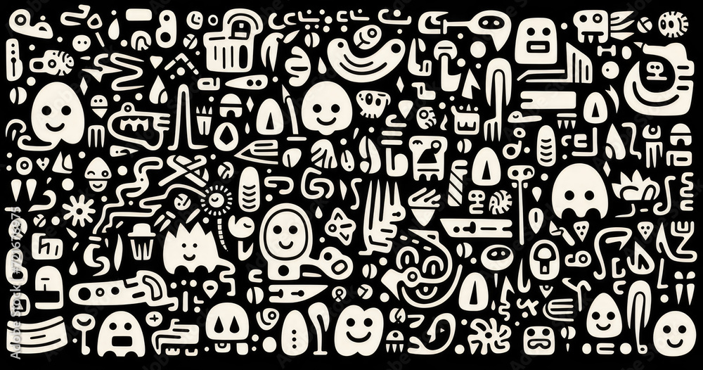 monochrome doodle madness vector art background