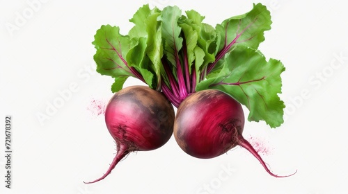 crisp beet with vibrant leaves, isolated white background