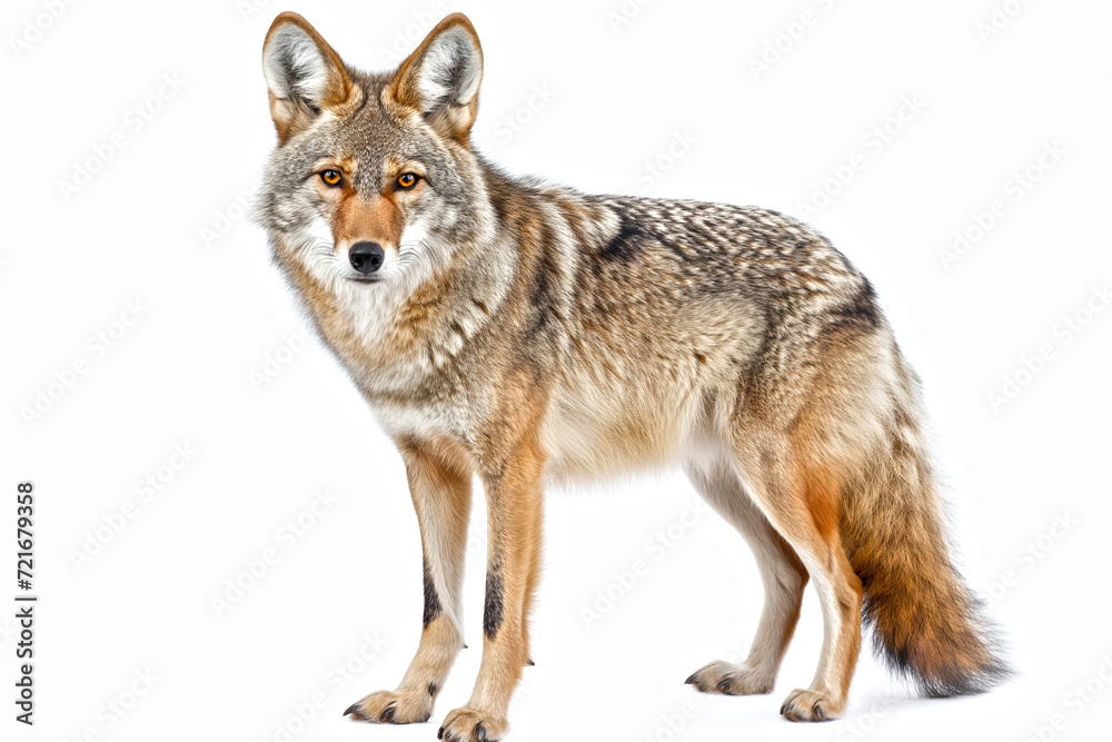 Fototapeta premium standing coyote isolated on white