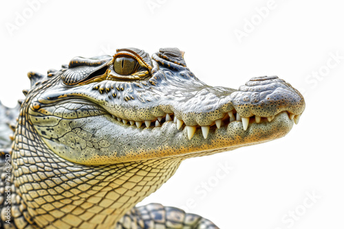 Crocodile face Close-up isolated on white