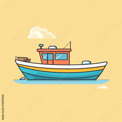 Boat in cartoon  doodle style. Image for t shirt. Isolated 2d vector illustration in logo  icon  sketch style  Eps 10. AI Generative