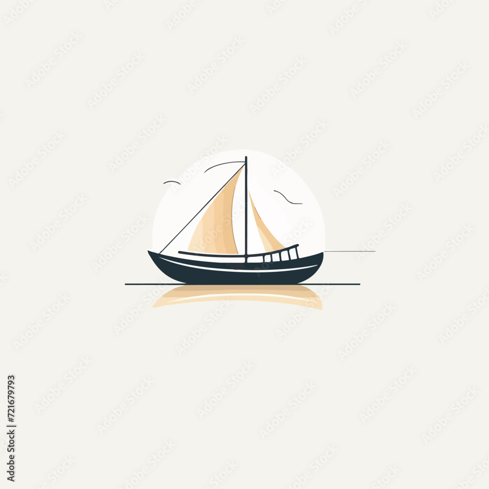 Boat in cartoon, doodle style. Image for t shirt. Isolated 2d vector illustration in logo, icon, sketch style, Eps 10. AI Generative