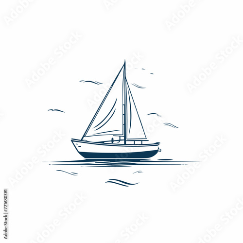 Boat in cartoon, doodle style. Image for t shirt. Isolated 2d vector illustration in logo, icon, sketch style, Eps 10. AI Generative