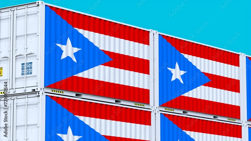 Obraz premium Puerto Rico logo Metal boxes with the logo and flag