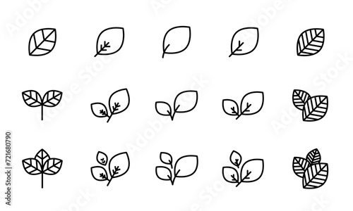 葉っぱのアイコンセット/葉/芽/新芽/木の葉/枝葉/イラスト/ベクター