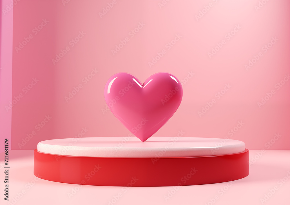 valentine background, floating heart shapes in a romantic environment podium for valentine / anniversary
