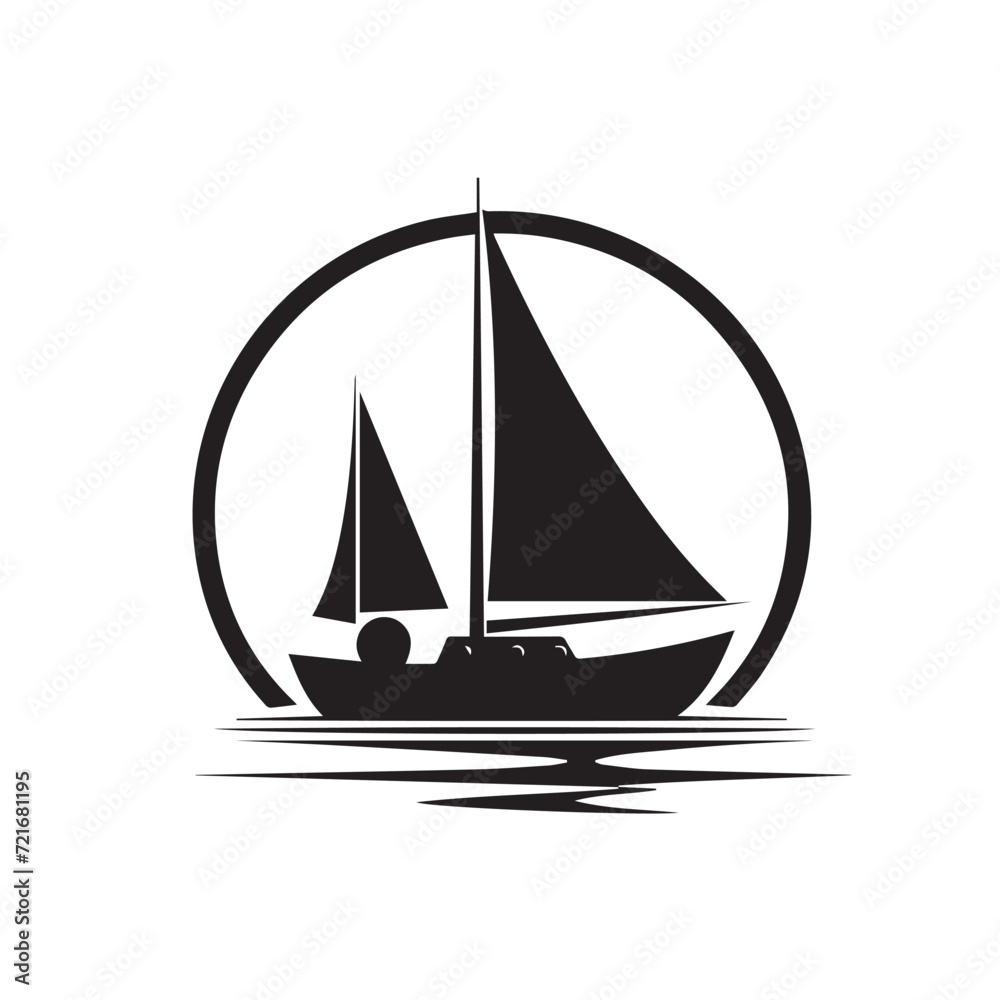Boat in cartoon, doodle style . Image for t shirt. Isolated 2d vector illustration in logo, icon, sketch style, Eps 10, black and white. AI Generative