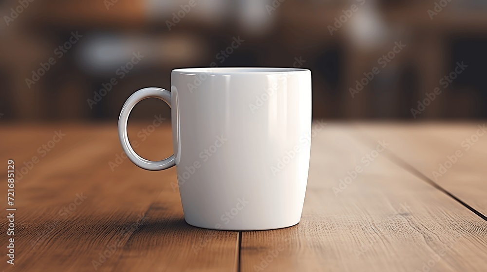 Coffee cup on wooden table with bokeh background. generative ai Coffee cup on wooden table with bokeh background. generative ai