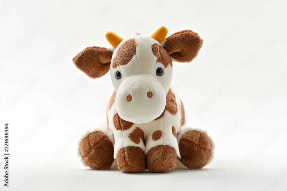 Adorable Plush Toy Cow Isolated on White Background Adorable Plush Toy Cow Isolated on White Background