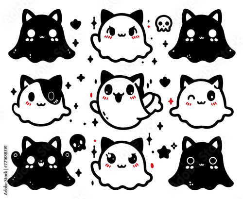 Cat Ghost - cute, funny, happy, cat ghost - vector illustration