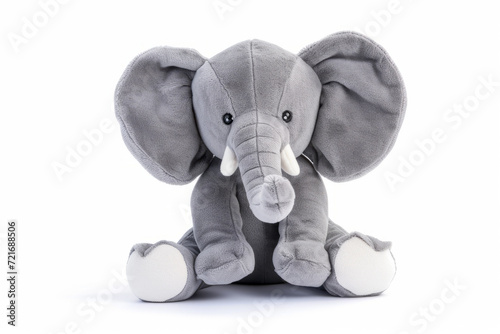 Adorable Plush Toy Elephant Isolated on White Background