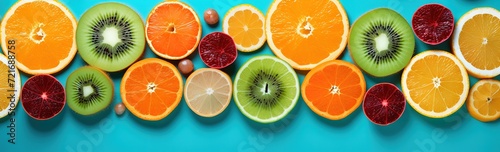 orange fruit slices and kiwi background