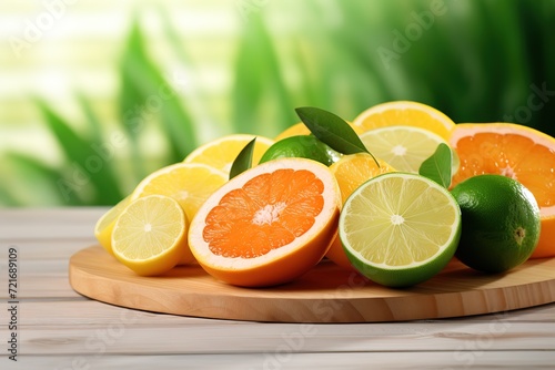 orange slices on nature background photo