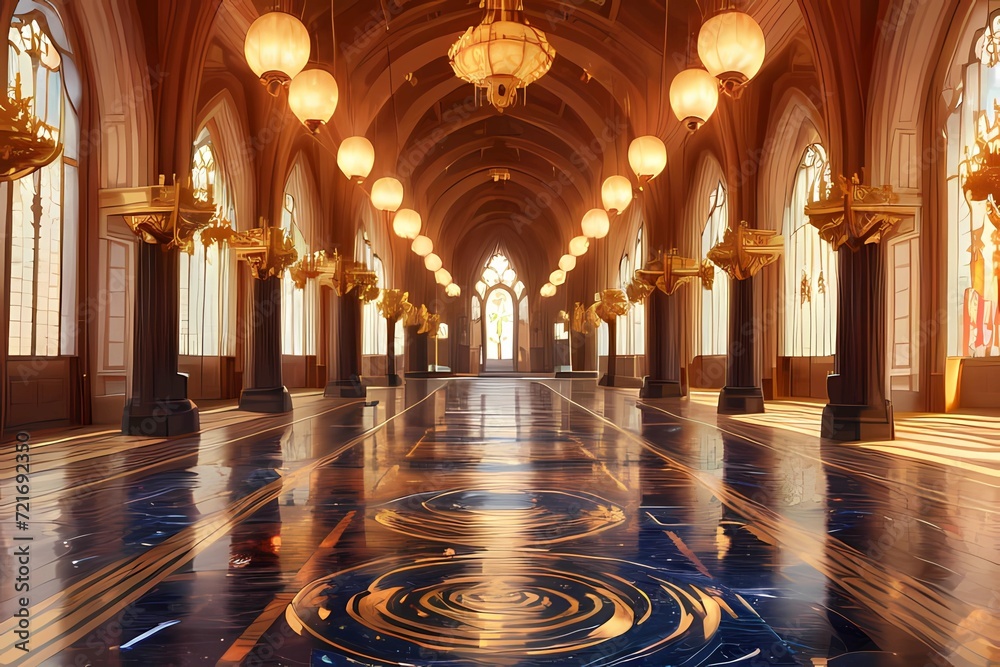 光と金の王宮の回廊ホール