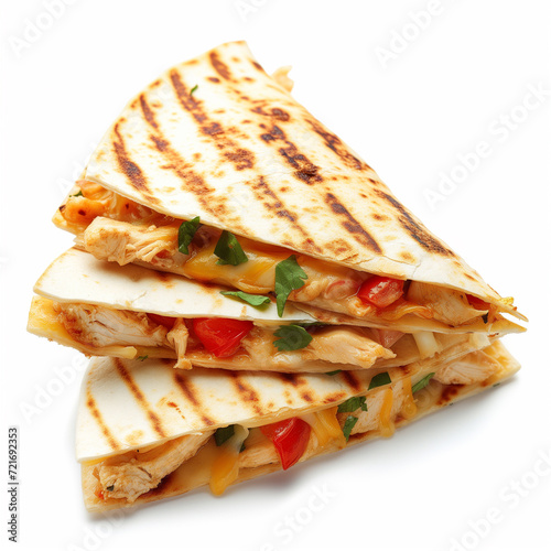 Chicken Quesadilla isolated on a white background