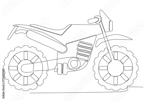 Single continuous line drawing of old classic vintage motorcycle symbol. Retro motorcycle transportation concept one line draw vector illustration design
